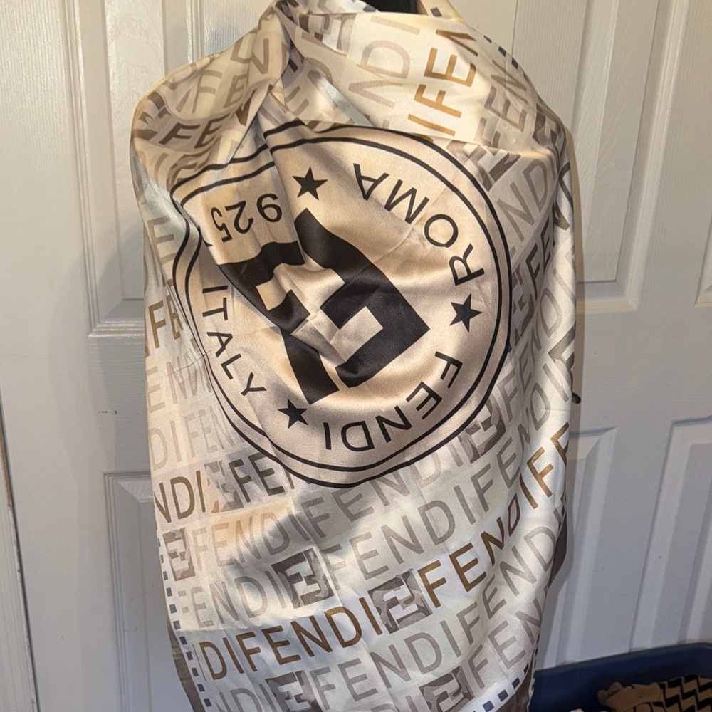 Beige and Brown Logo Shawl - Picture 11 of 16